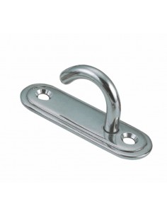 814657 RVS - Oogplaat met haak, ovale vorm - RVS Relingbeslag en toebehoren.