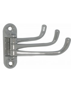 814664 RVS - Kledinghaak, 3 delig ,zwenkbaar - RVS Ringen, scharnieren en haken