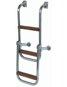 814273 RVS - Zwemtrap, inklapbaar met houten treden - RVS Jachtbeslag algemeen